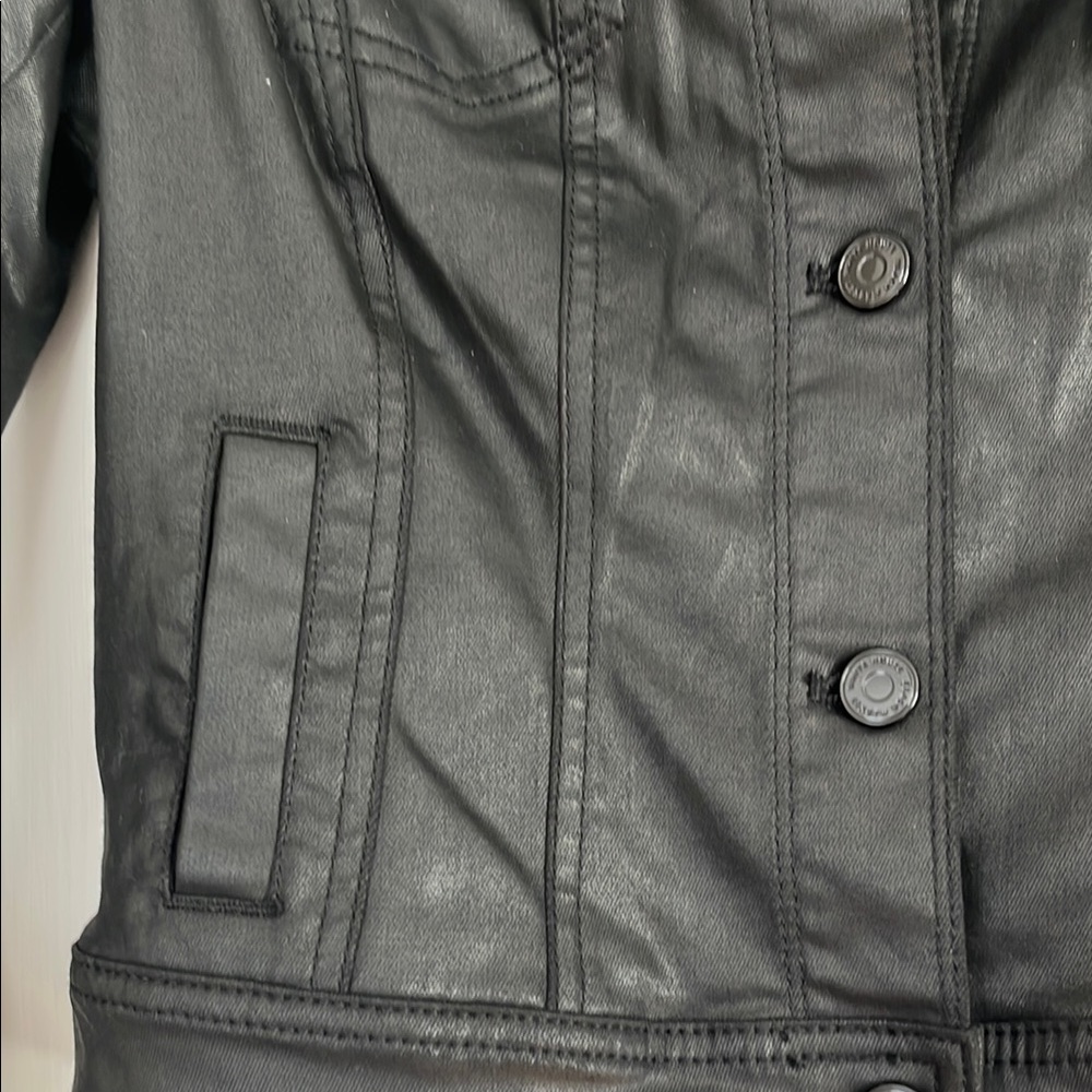 Women's Black Coated  Jacket, WHBM - Picture 5 of 7